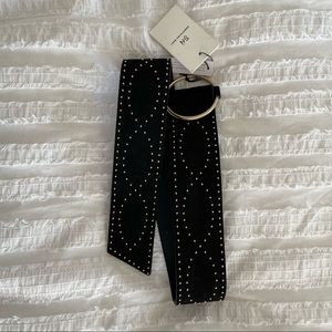 Something Navy. Black Suede Studded Belt